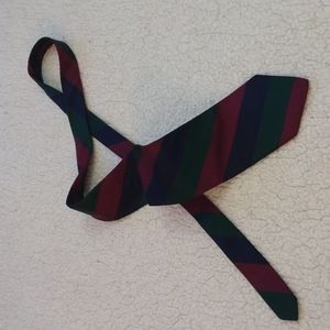 Eddie Bauer Navy/Burgundy/Forest Green Stripe Silk Tie (Made in USA)